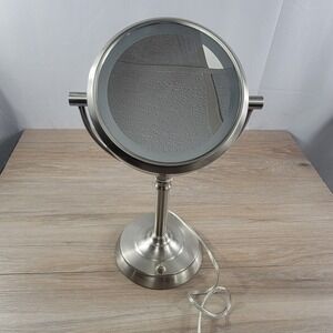 Satin Nickel LED Lighted Magnifying Makeup Vanity Mirror Model T01635